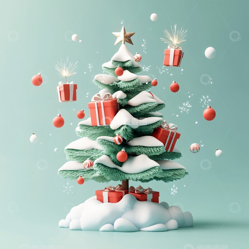 高清大图下载【趣麦麦图】低多边形圣诞树组合2