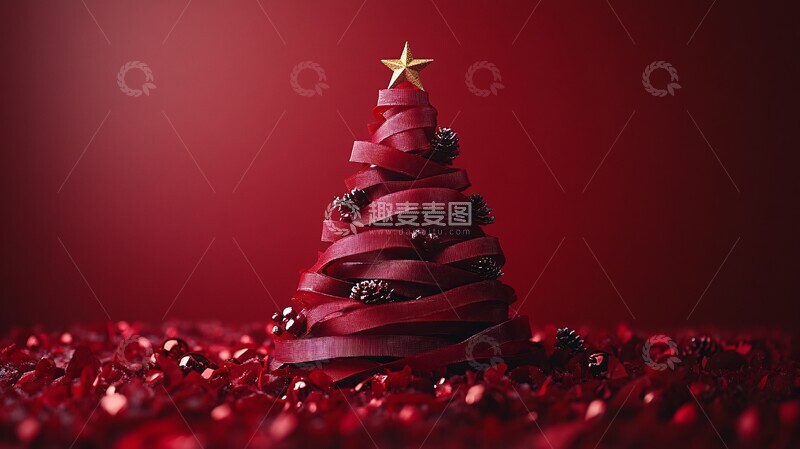 高清大图下载【趣麦麦图】圣诞树胶带背景2