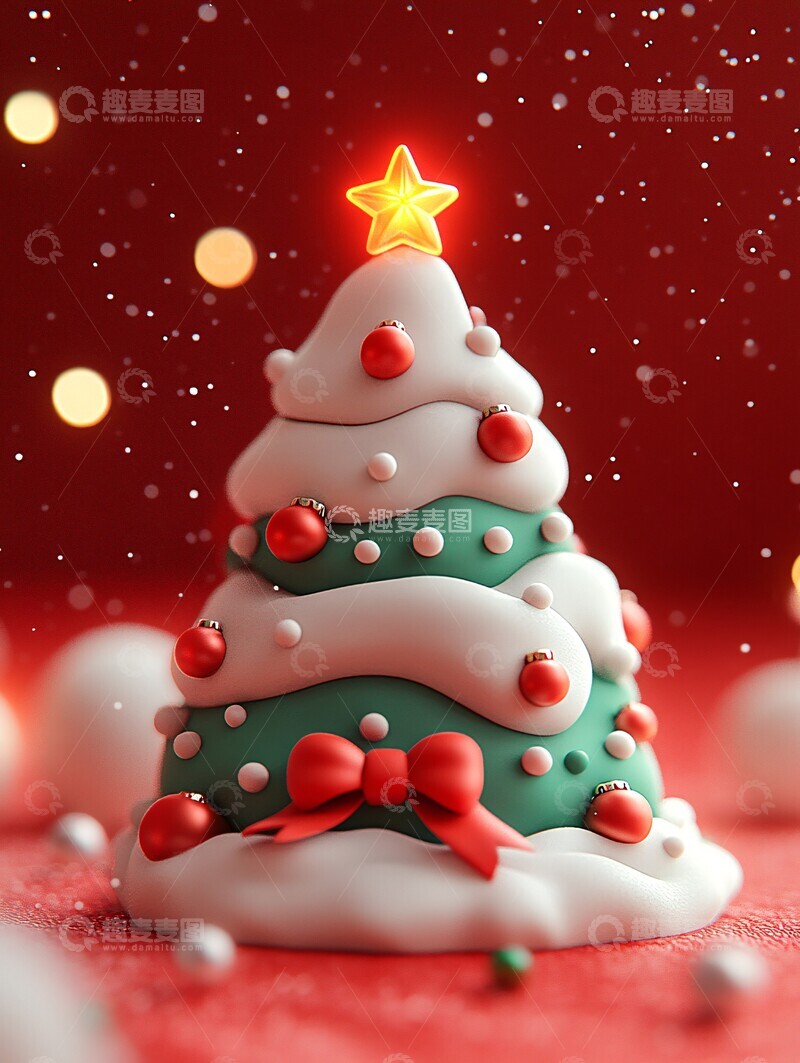 高清大图下载【趣麦麦图】可爱圣诞树可爱圣诞树亮色2
