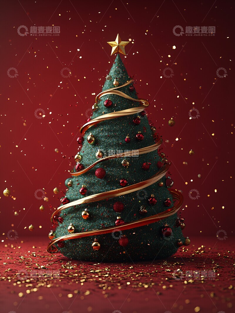 高清大图下载【趣麦麦图】绿色圣诞树广告1