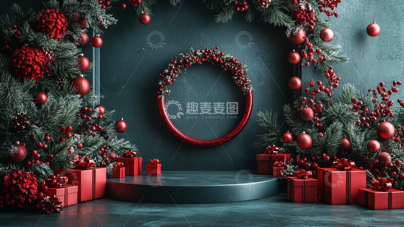 高清大图下载【趣麦麦图】绿色圣诞装饰