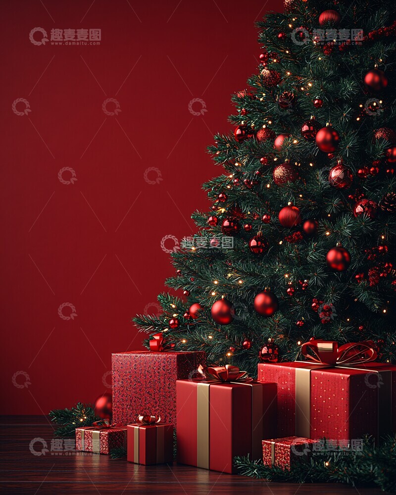高清大图下载【趣麦麦图】圣诞树礼物背景5