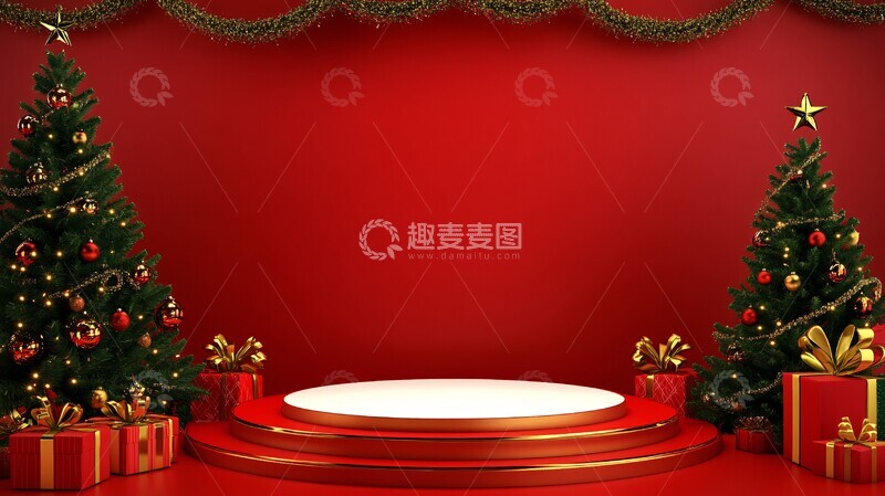 高清大图下载【趣麦麦图】圣诞展台红金装饰1
