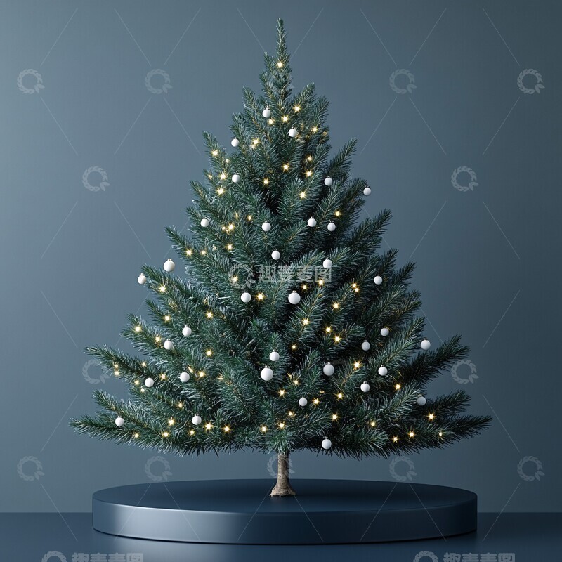 高清大图下载【趣麦麦图】圣诞树白色圆点2