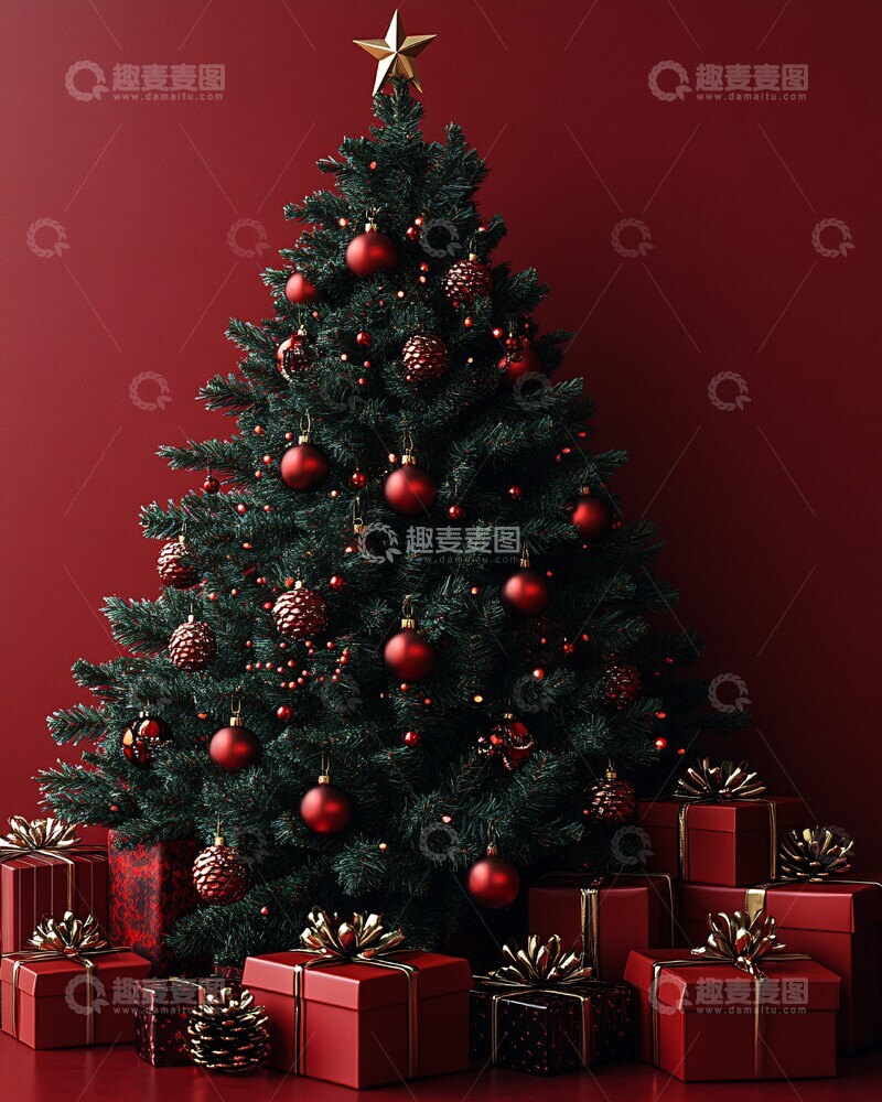 高清大图下载【趣麦麦图】圣诞树礼物背景6