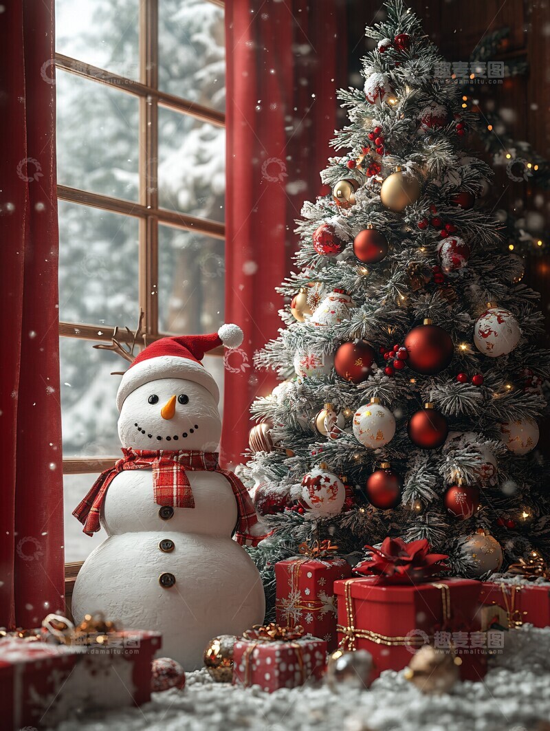 高清大图下载【趣麦麦图】圣诞树礼物雪人驯鹿1