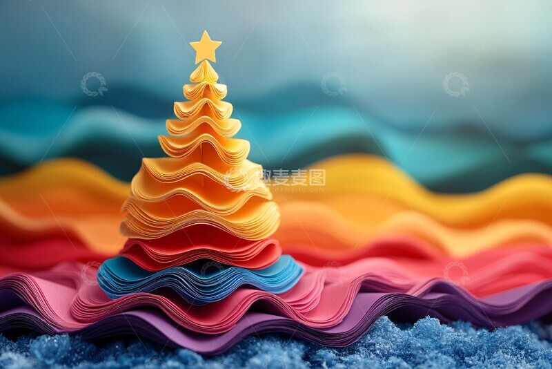 高清大图下载【趣麦麦图】现代圣诞树形状背景2