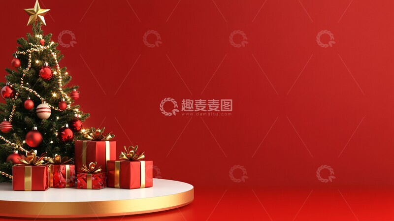 圣诞展台红金装饰2