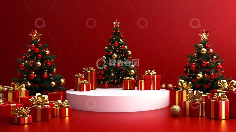 高清大图下载【趣麦麦图】圣诞展台红金装饰