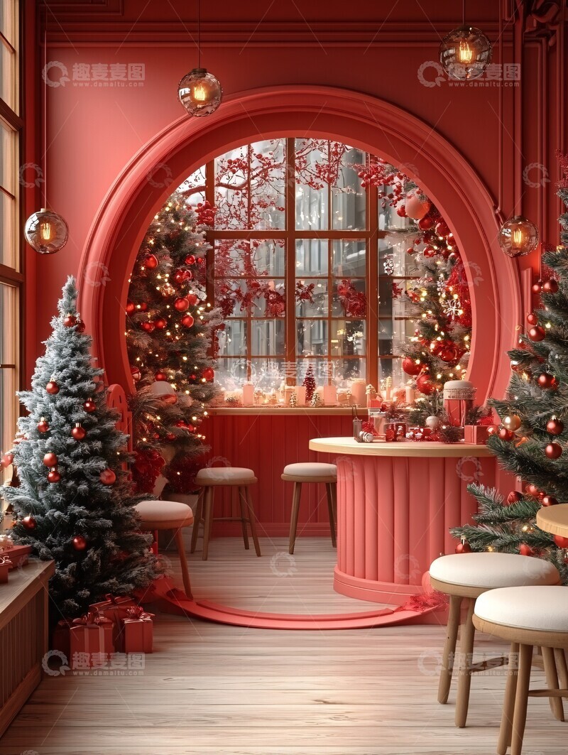 高清大图下载【趣麦麦图】圣诞雪景毛绒展台2