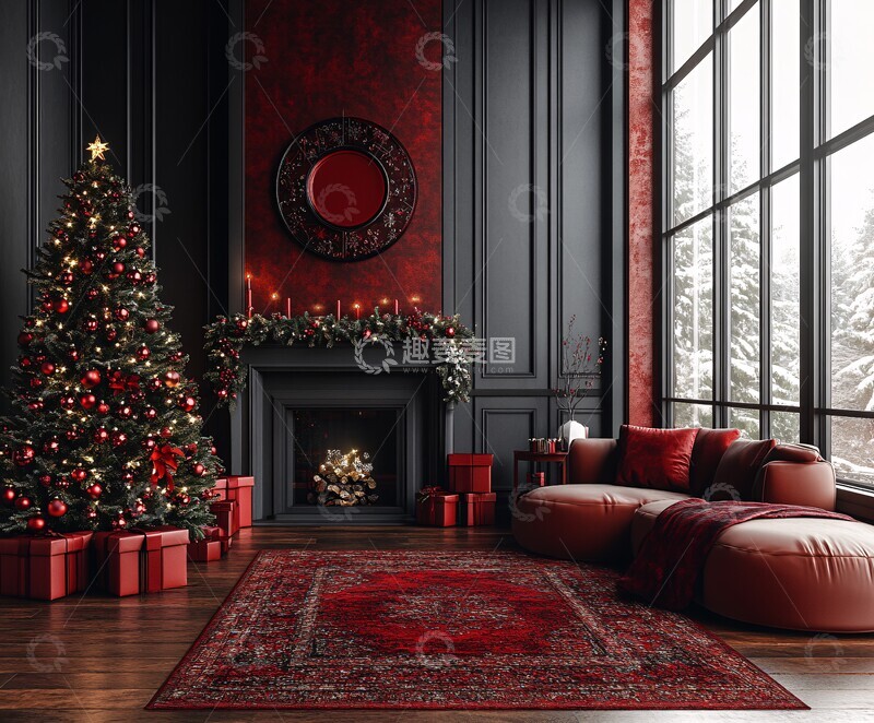高清大图下载【趣麦麦图】白色圣诞房间背景