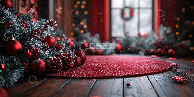 高清大图下载【趣麦麦图】圆形展示台圣诞背景1