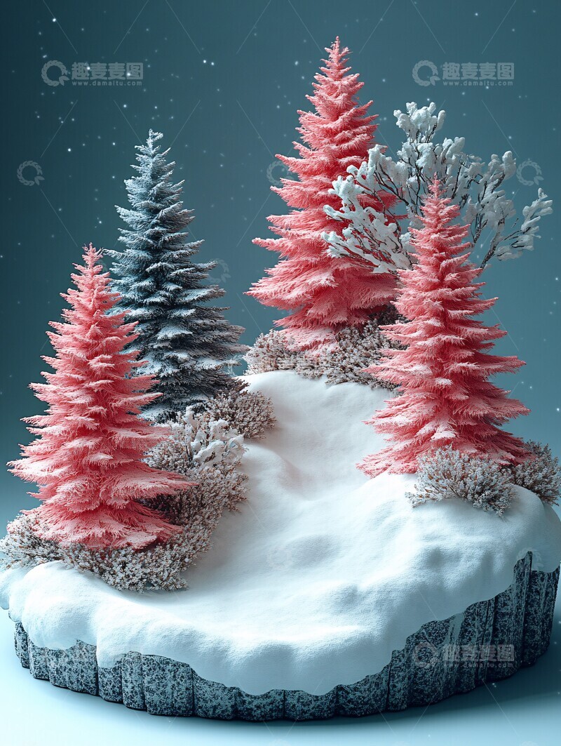 高清大图下载【趣麦麦图】圣诞雪景毛绒展台