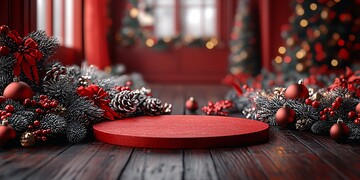 圆形展示台圣诞背景2