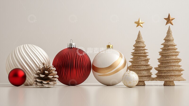 圣诞装饰白色红色金色2