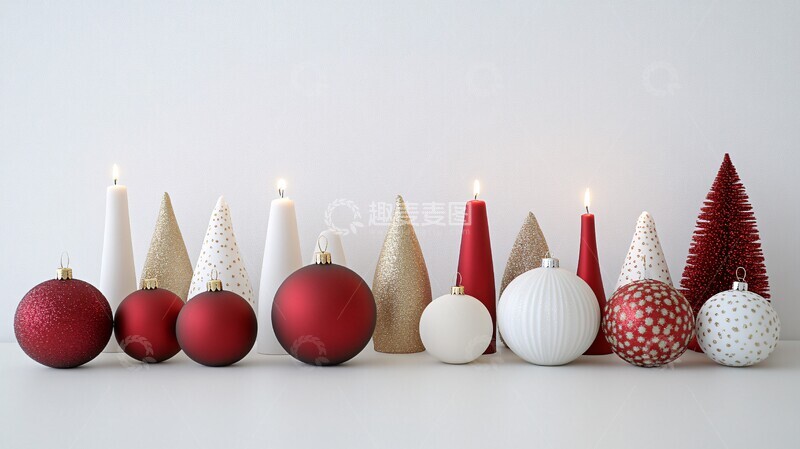 高清大图下载【趣麦麦图】圣诞装饰白色红色金色1