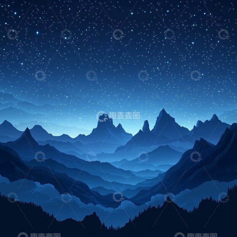 高清大图下载【趣麦麦图】星空山岭星空山岭夜空2