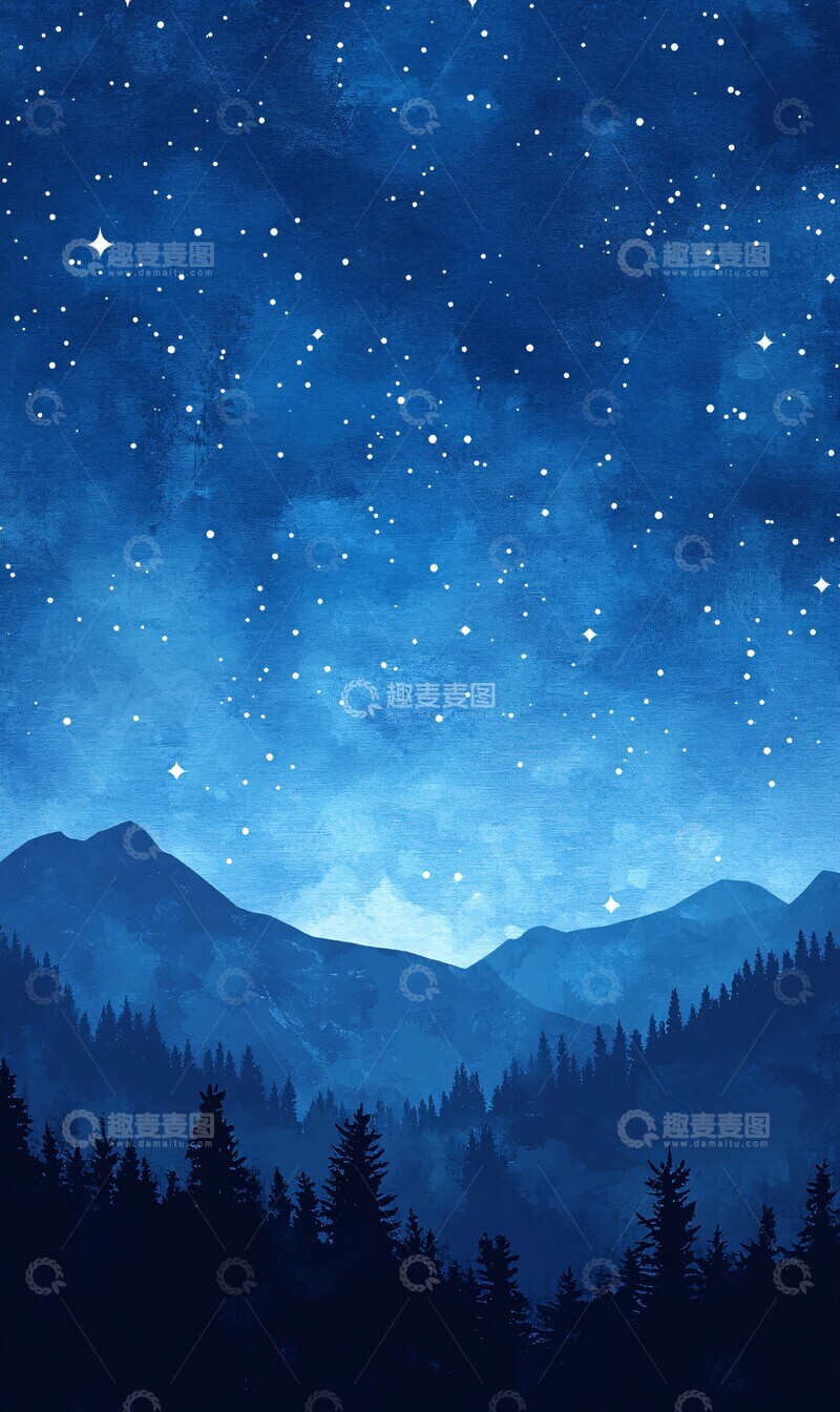 高清大图下载【趣麦麦图】星空极光图星空极光蓝色2