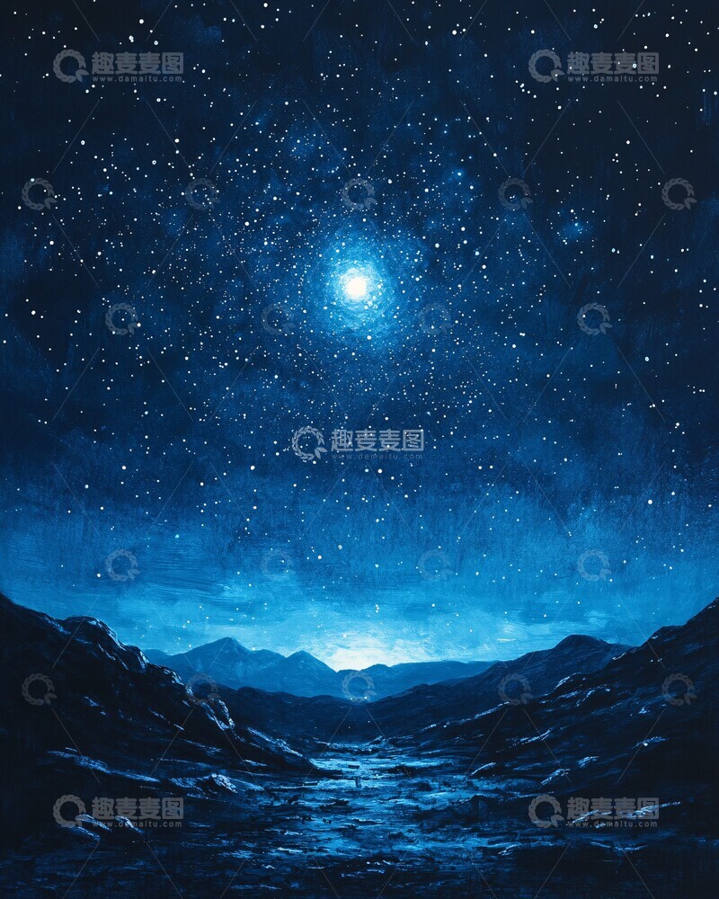 高清大图下载【趣麦麦图】夜空星辰夜空星辰蓝色1