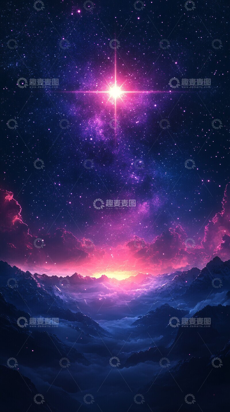 高清大图下载【趣麦麦图】星夜背景图背景紫色海军1