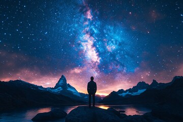 星空与山脉星空山脉夜景1