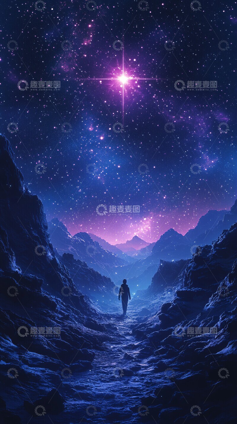 高清大图下载【趣麦麦图】星夜背景图背景紫色海军2