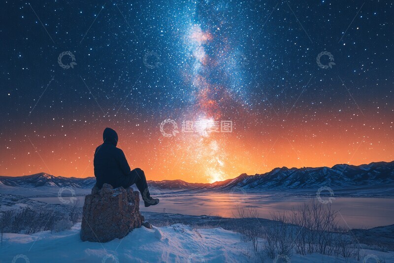高清大图下载【趣麦麦图】星空与山脉星空山脉夜景