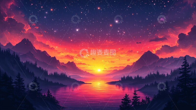 高清大图下载【趣麦麦图】星河璀璨夜空1