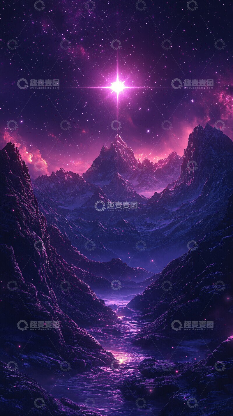 高清大图下载【趣麦麦图】星夜背景图背景紫色海军