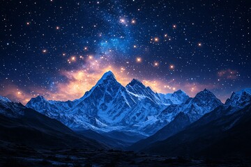星空与山脉星空山脉夜景2