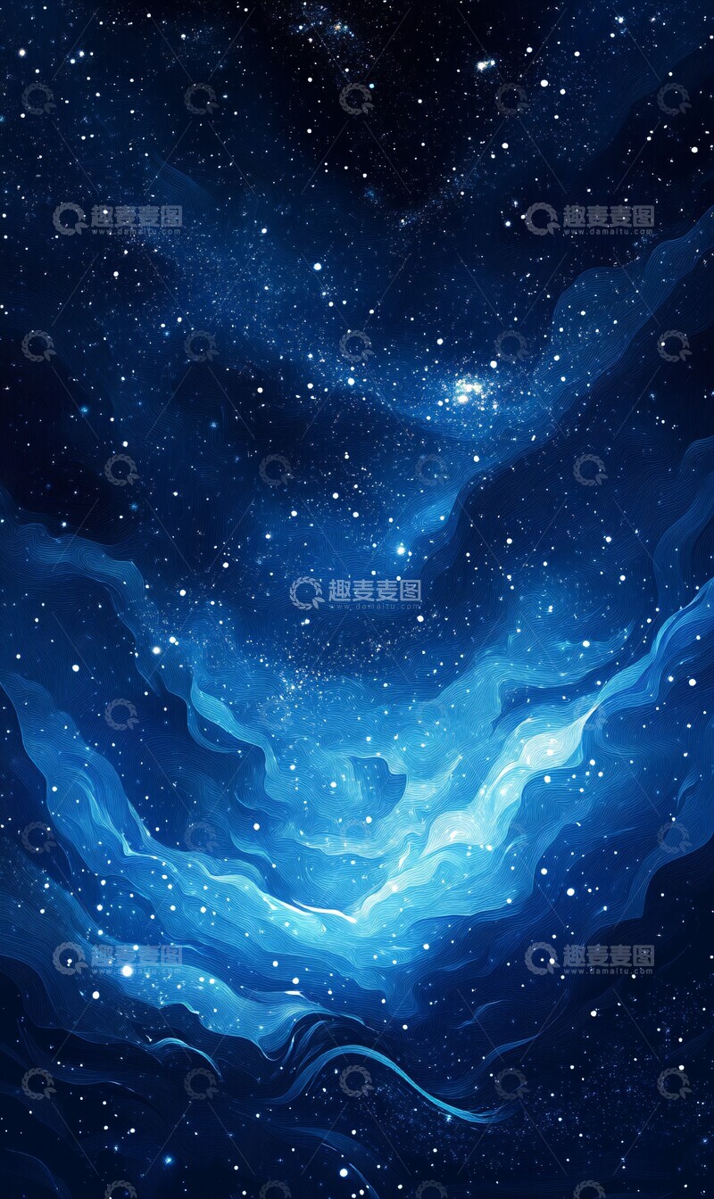 高清大图下载【趣麦麦图】星空极光图星空极光蓝色1