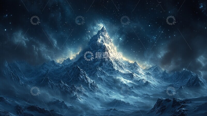 高清大图下载【趣麦麦图】夜空山峰壁纸1