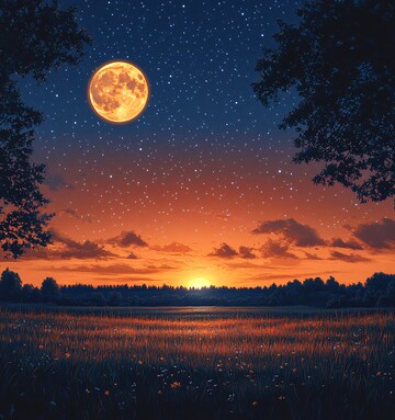 黄昏星空与满月1