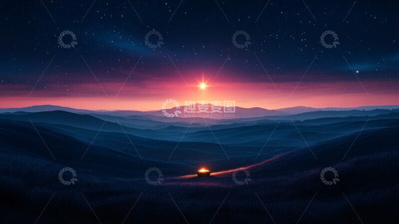 高清大图下载【趣麦麦图】宁静星夜下马槽2