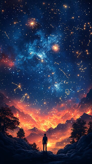 星夜流星山脉图