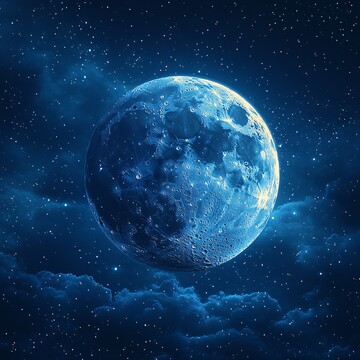 星月交辉星空月亮蓝色1