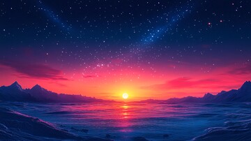 暮色星月映山峦1