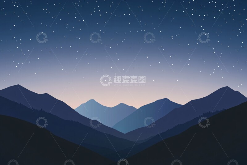 高清大图下载【趣麦麦图】夜空山影夜空山影星星1