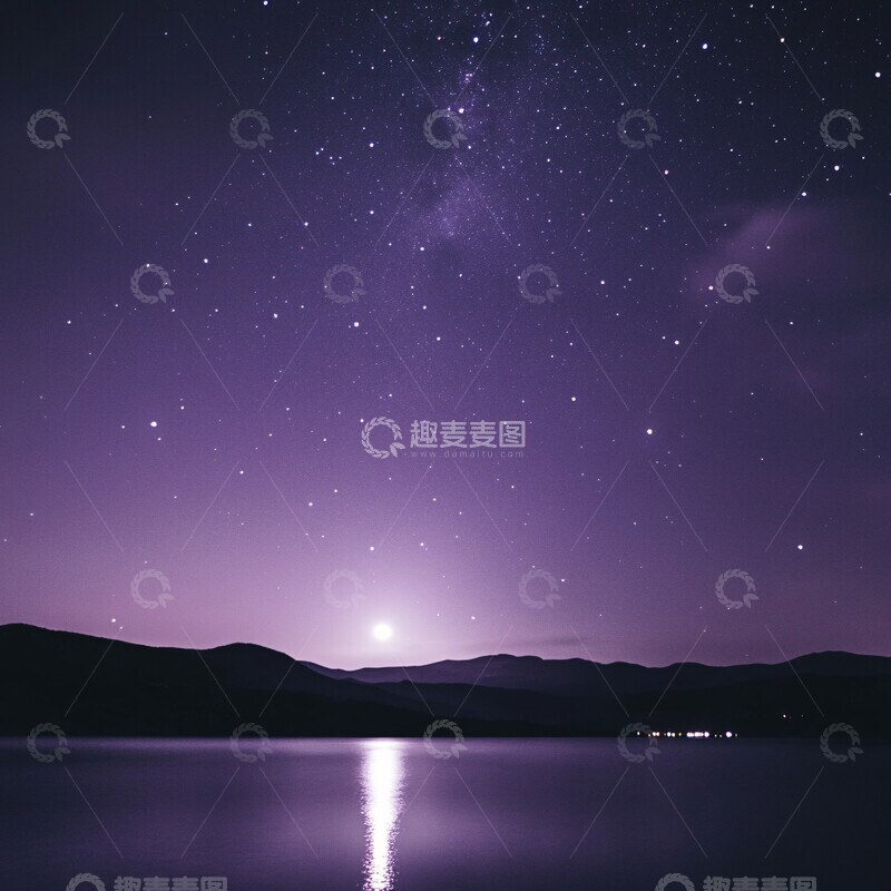 高清大图下载【趣麦麦图】紫色月光夜空1