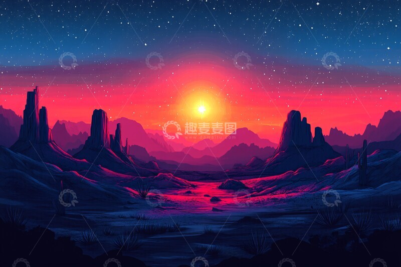 高清大图下载【趣麦麦图】星夜沙漠星夜沙漠天空