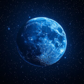 星月交辉星空月亮蓝色2