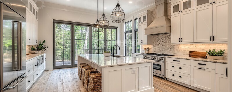 高清大图下载【趣麦麦图】白色橱柜大理石岛台2