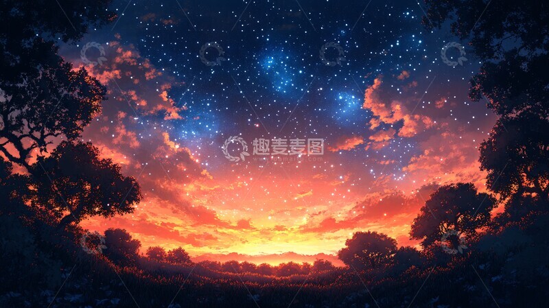 高清大图下载【趣麦麦图】静谧夜空星光1