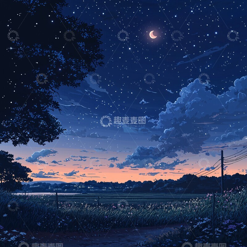 高清大图下载【趣麦麦图】星空月夜星空月夜夜晚2