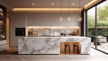 白大理石岛台厨房