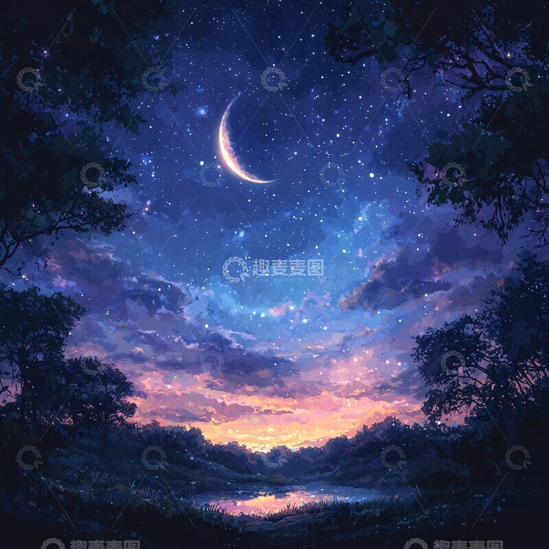 高清大图下载【趣麦麦图】星空月夜星空月夜夜晚