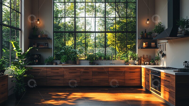 高清大图下载【趣麦麦图】黑白高窗厨房1