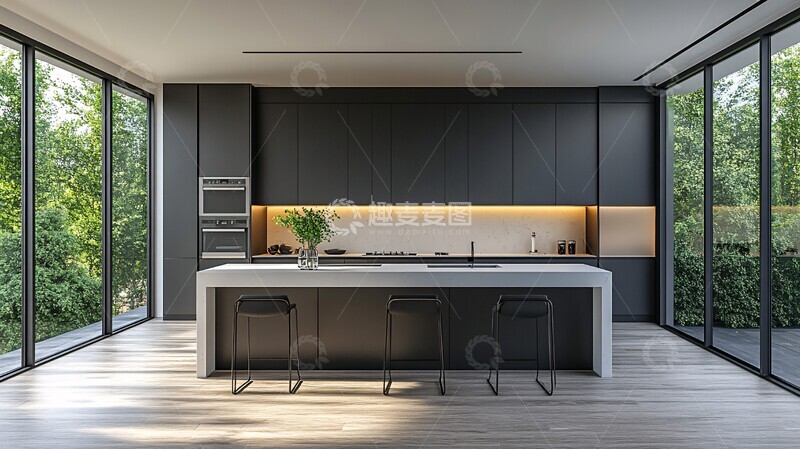 高清大图下载【趣麦麦图】现代厨房岛台设计
