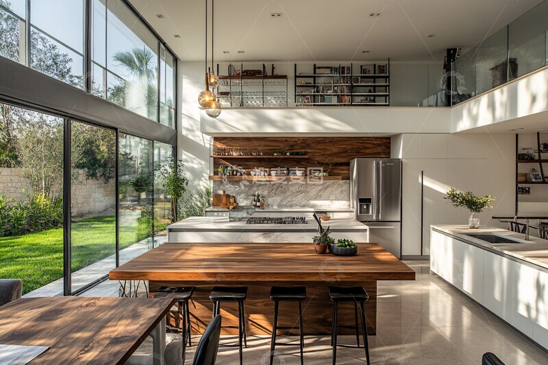 高清大图下载【趣麦麦图】木钢厨房与开放空间1