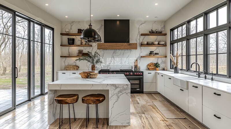 高清大图下载【趣麦麦图】白色厨房全景图2